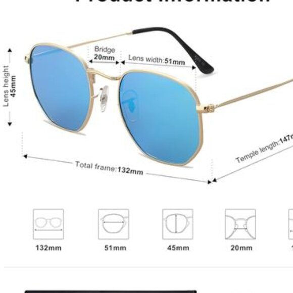 Polarized Sunglasses for Women Men Small Hexagonal Polygon Mirrored Lens